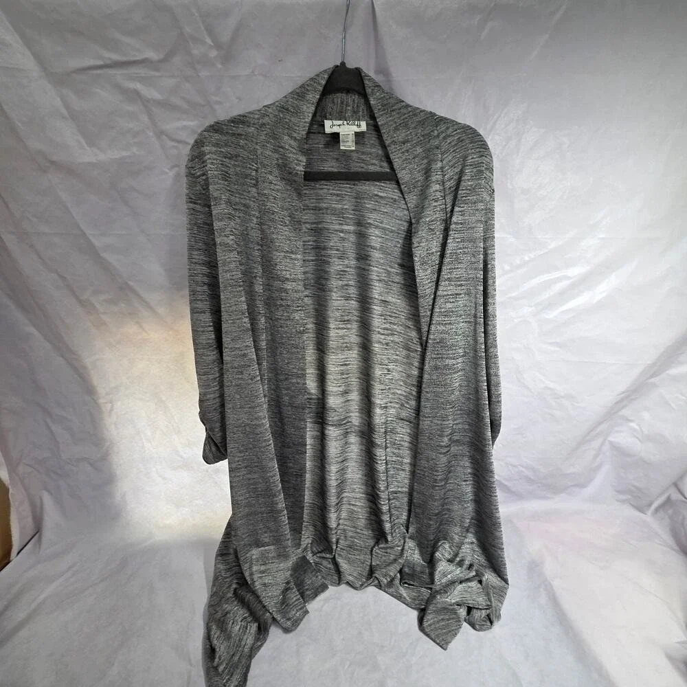 Joseph‎ Ribkoff Open Front Draped Cardigan Grey Heathered Size 16 Casual